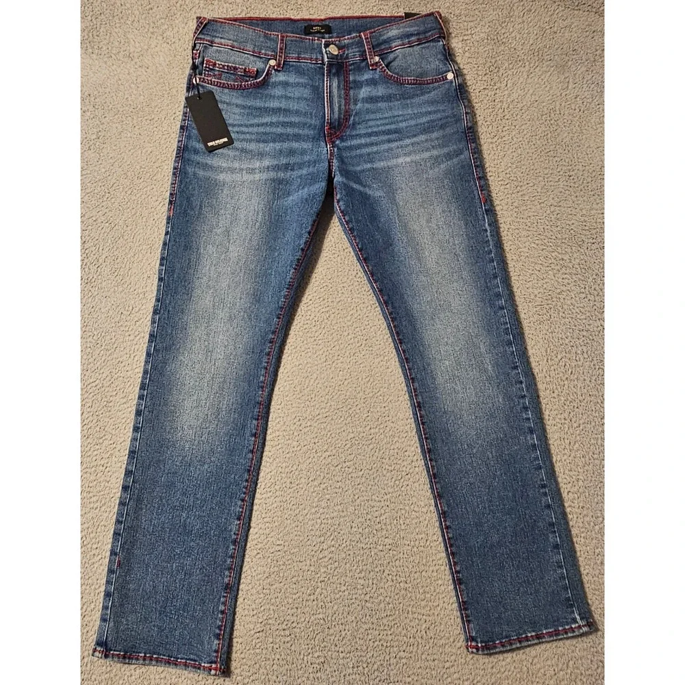 True Religion Ricky Big T Straight Jeans Medium Wash Size 34 x 34 NWT